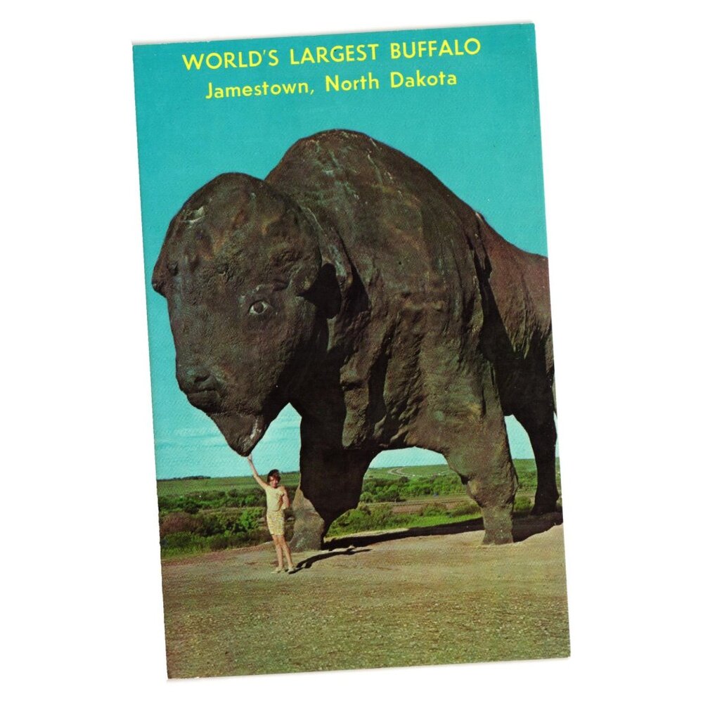 Worlds Largest Buffalo Jamestown North Dakota Postcard Vintage Dexter Press